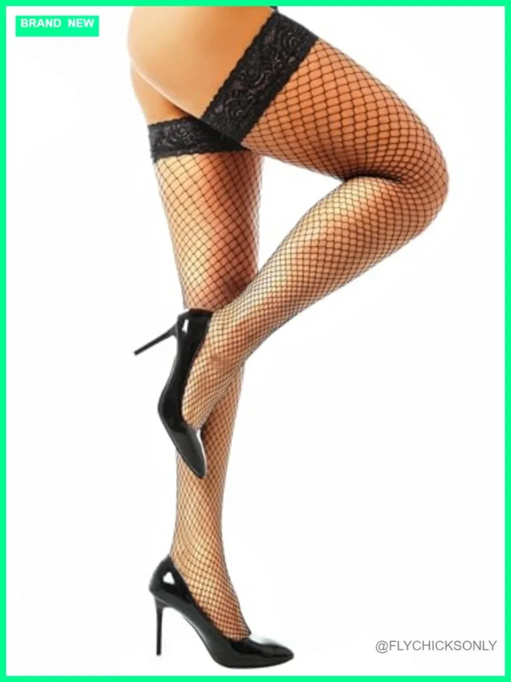 Fishnet Thigh High Stockings Silicone Lace Top Stay Up Sheer Nylon Hosiery